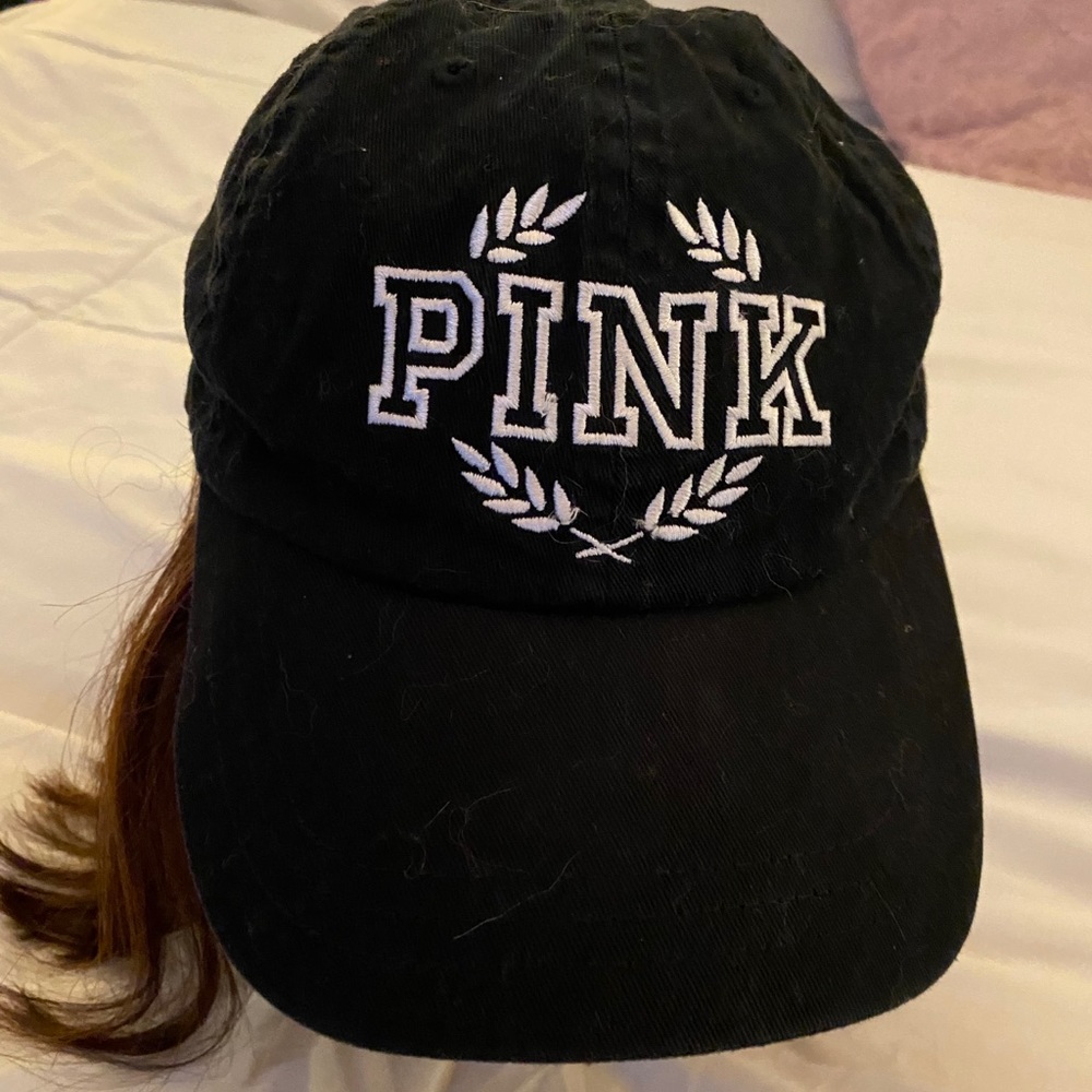 Pink black and white ball cap one size very nice